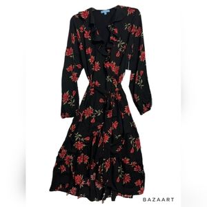 Draper James RSVP Long Sleeve Ruffle Midi Dress - Medium